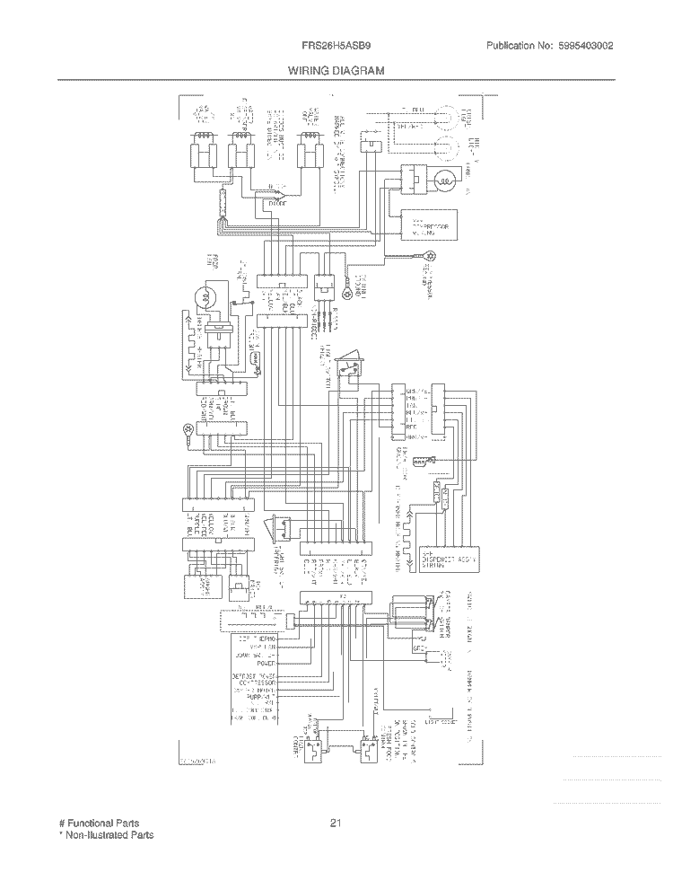 WIRING DIAGRAM Diagram and Parts List for FRS26H5ASB9  Frigidaire Refrigerator
