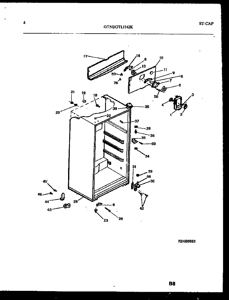 CABINET PARTS Diagram and Parts List for GTLI142WK0  Frigidaire Refrigerator