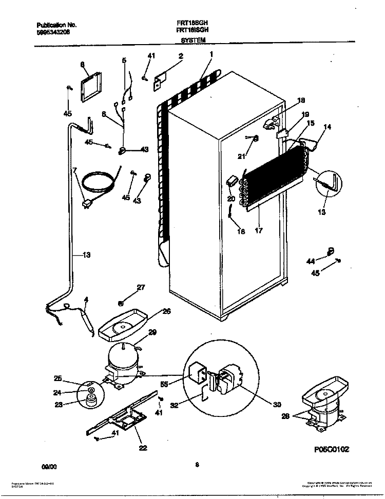 SYSTEM Diagram and Parts List for FRT18ISGHW1  Frigidaire Refrigerator
