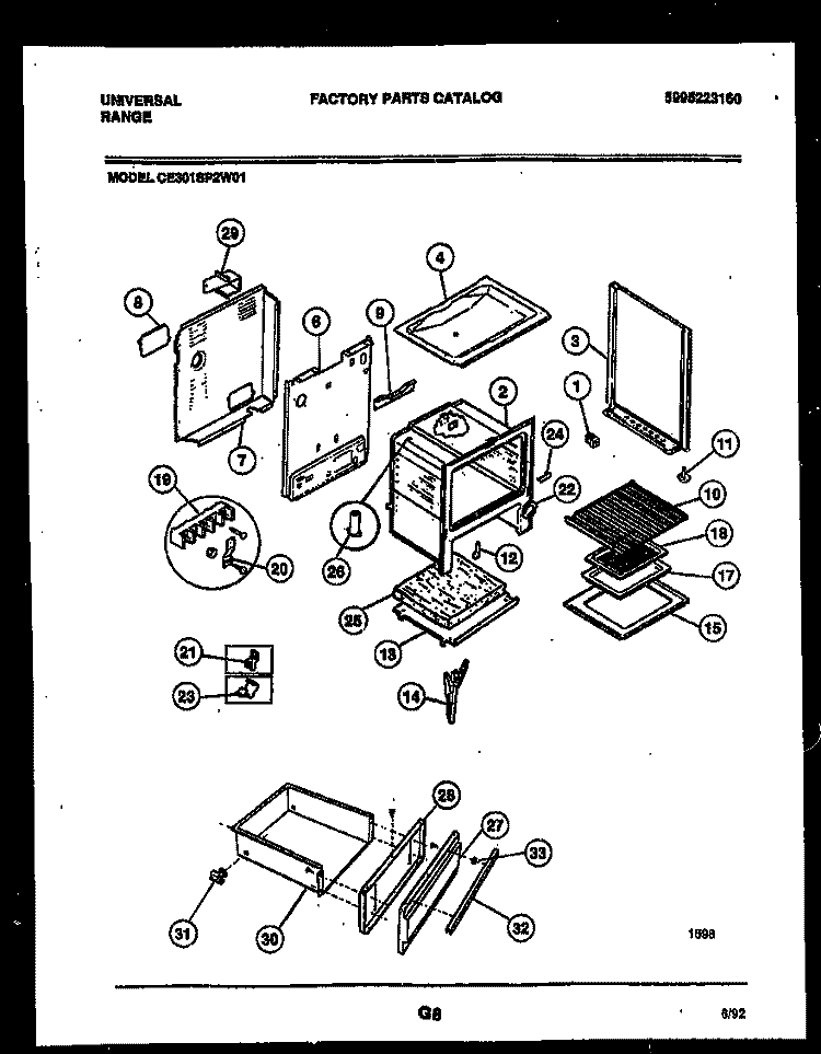 BODY PARTS Diagram and Parts List for CE301SP2D01  Uni Range