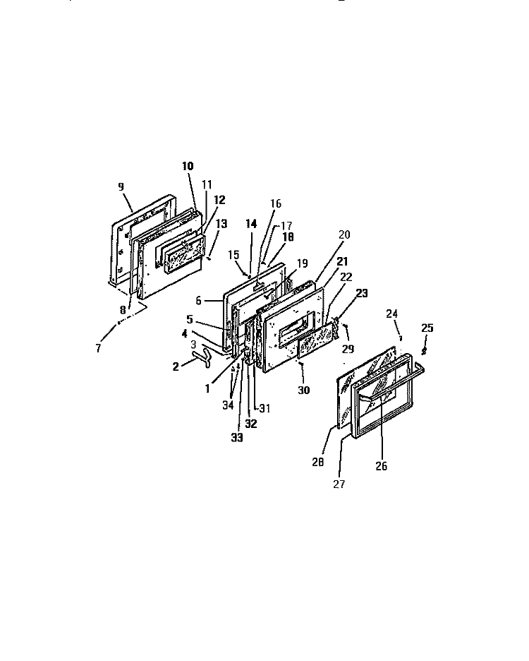 DOOR Diagram and Parts List for REP309CW0  Kelvinator Range