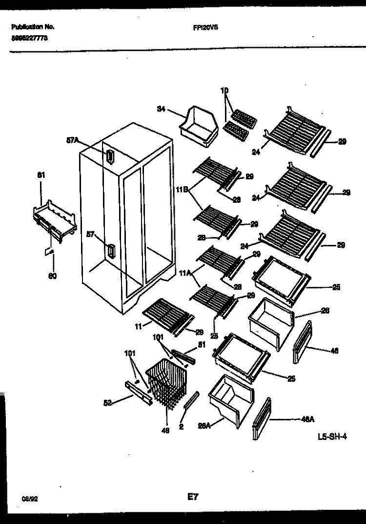 SHELVES AND SUPPORTS Diagram and Parts List for FPI20VSW0  Frigidaire Refrigerator
