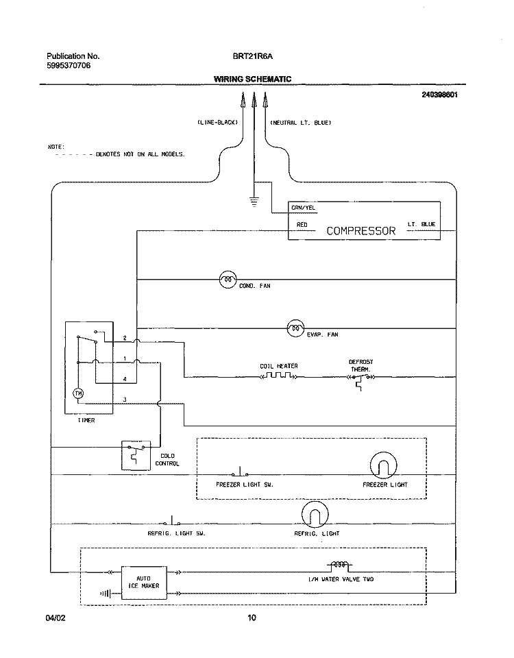 WIRING SCHEMTIC Diagram and Parts List for BRT21R6AW1  Uni Refrigerator