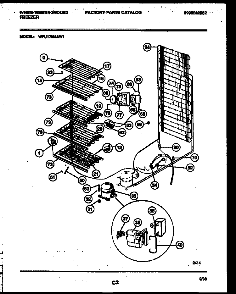 SYSTEM AND ELECTRICAL PARTS Diagram and Parts List for WFU17M4AW1  Frigidaire Freezer