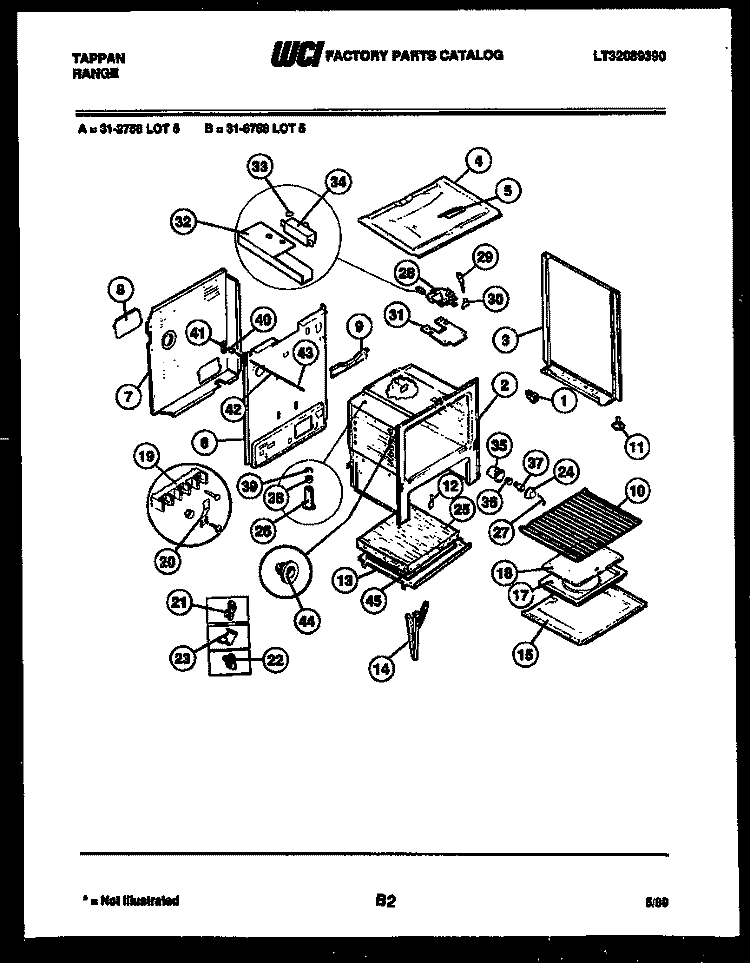 BODY PARTS Diagram and Parts List for 31-2758-66-05  Tappan Range