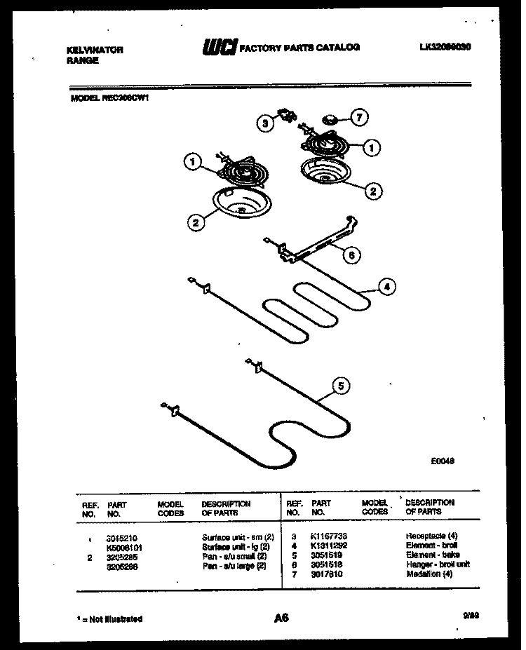 BROILER PARTS Diagram and Parts List for REC306CV1  Kelvinator Range