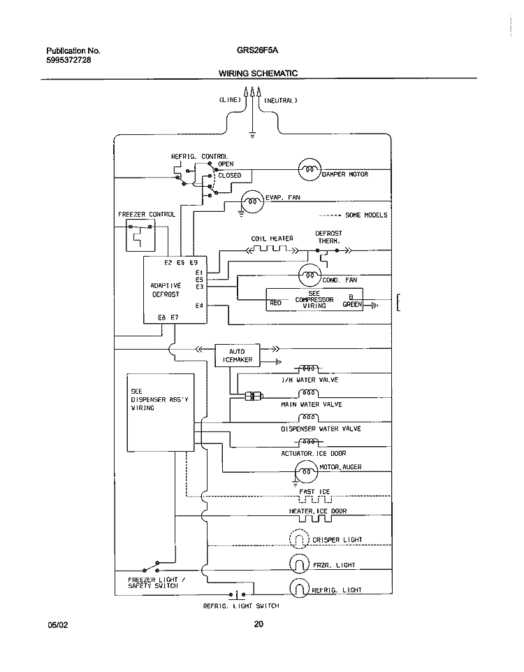 WIRING SCHEMATIC Diagram and Parts List for GRS26F5AQ4  Gibson Refrigerator