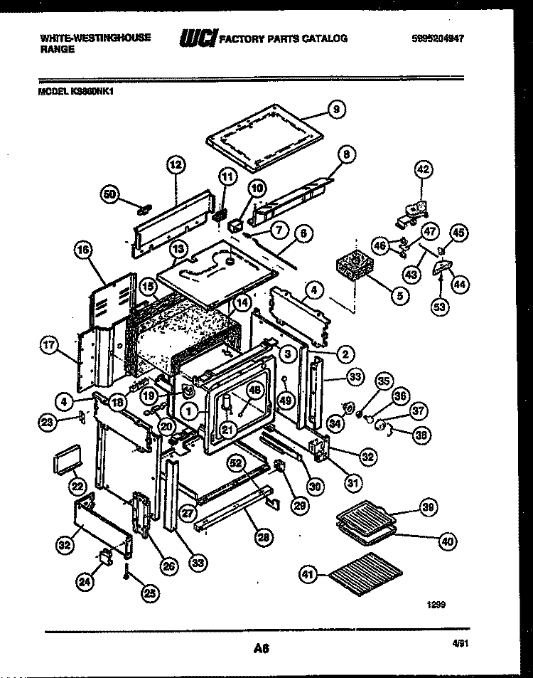 BODY PARTS Diagram and Parts List for KS860NKW1  Frigidaire Range