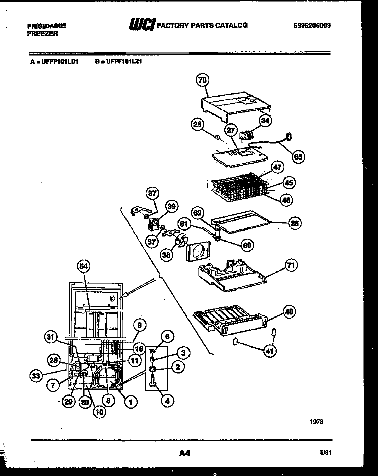 SYSTEM AND AUTOMATIC DEFROST PARTS Diagram and Parts List for UFPF101LD1  Frigidaire Freezer