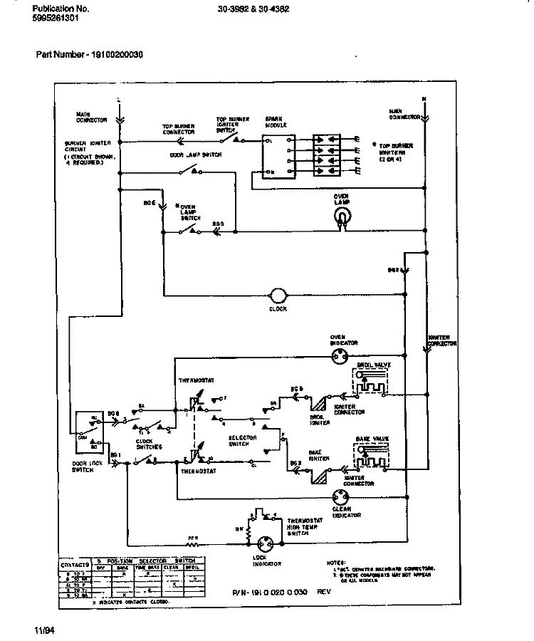 WIRING DIAGRAM Diagram and Parts List for 30-3982-23-04  Tappan Range