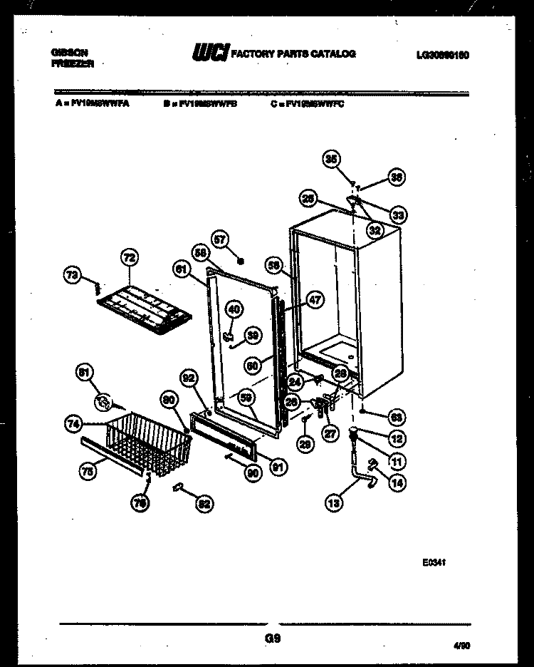 CABINET PARTS Diagram and Parts List for FV19M8WWFB  Gibson Freezer