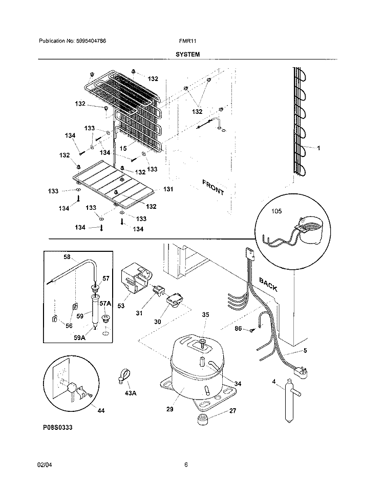 SYSTEM Diagram and Parts List for FMR11  Electrolux Freezer