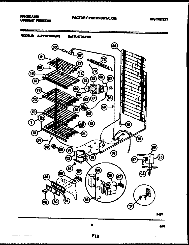 SYSTEM AND ELECTRICAL PARTS Diagram and Parts List for FFU17D9AW2  Frigidaire Freezer