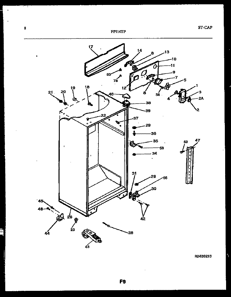 CABINET PARTS Diagram and Parts List for FPI14TPH0  Frigidaire Refrigerator