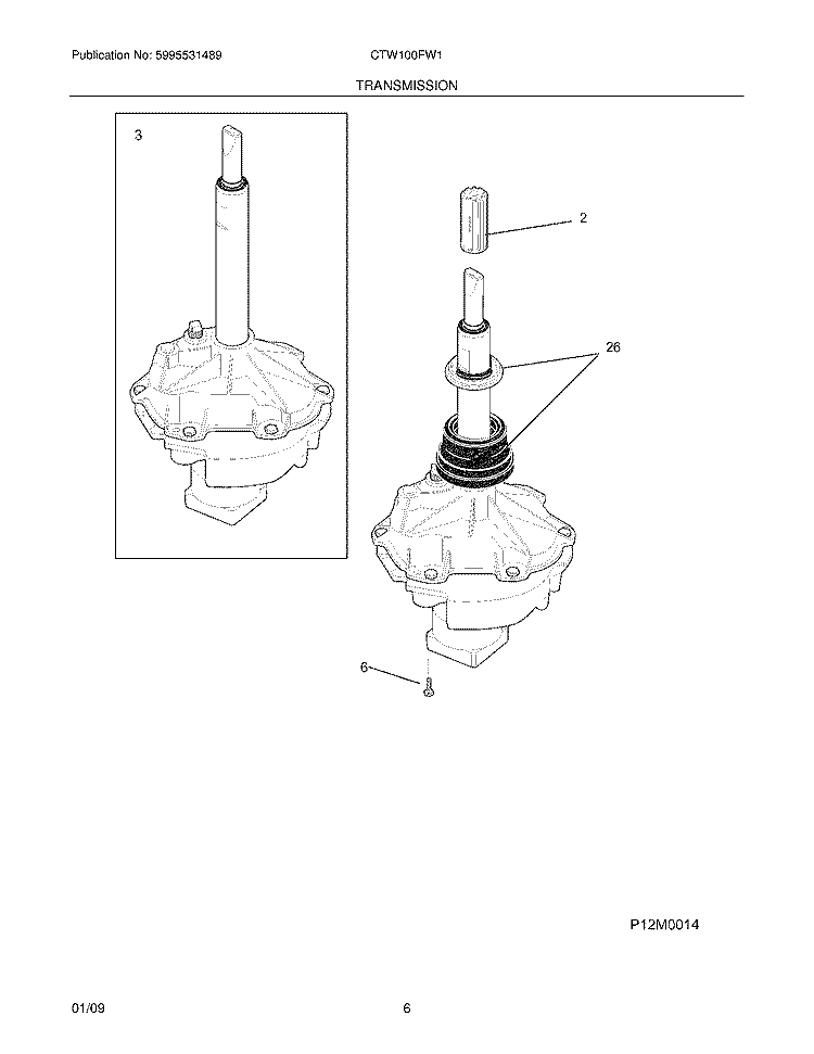 TRANSMISSION Diagram and Parts List for CTW100FW1  Crosley Washer