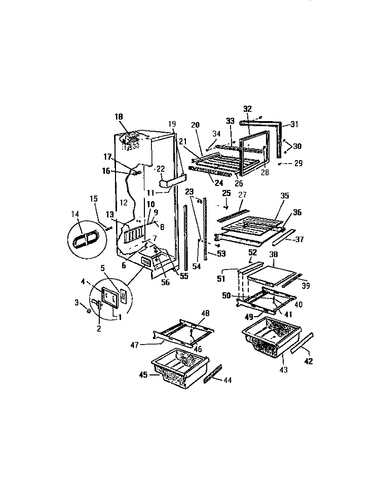 SHELVING Diagram and Parts List for RS259ESF2  Frigidaire Refrigerator