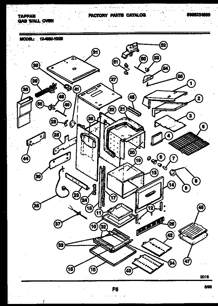 BODY PARTS Diagram and Parts List for 12-4980-00-05  Tappan Wall Oven