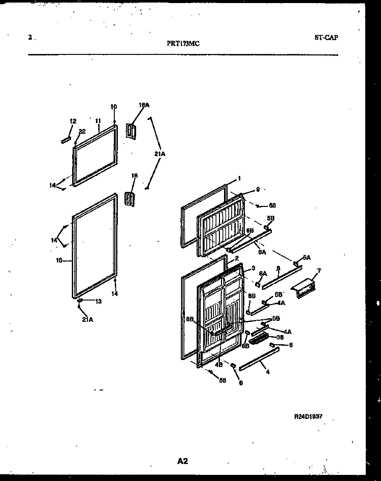 DOOR PARTS Diagram and Parts List for PRT173MCD2  Frigidaire Refrigerator