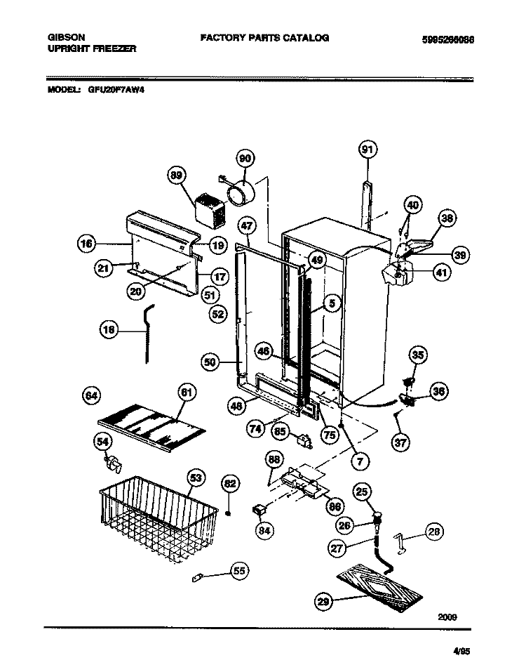CABINET Diagram and Parts List for GFU20F7AW4  Gibson Freezer