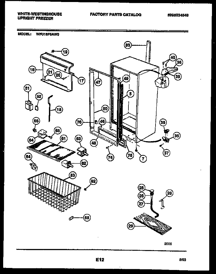 CABINET PARTS Diagram and Parts List for WFU16F5AW0  Frigidaire Freezer