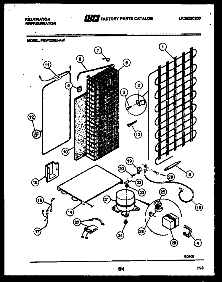 SYSTEM AND AUTOMATIC DEFROST PARTS Diagram and Parts List for FMW220EN4F  Kelvinator Refrigerator