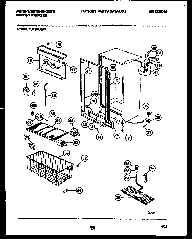 CABINET PARTS Diagram and Parts List for FU199LRW4  Frigidaire Freezer