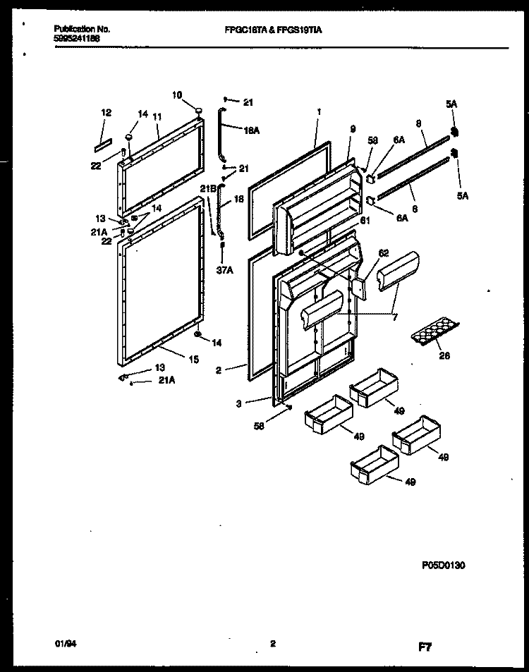 DOOR PARTS Diagram and Parts List for FPGS19TIAL0  Frigidaire Refrigerator