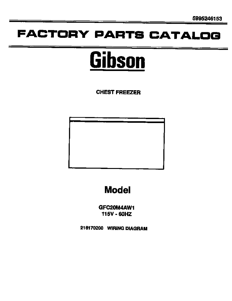 COVER Diagram and Parts List for GFC20M4AW2  Gibson Freezer