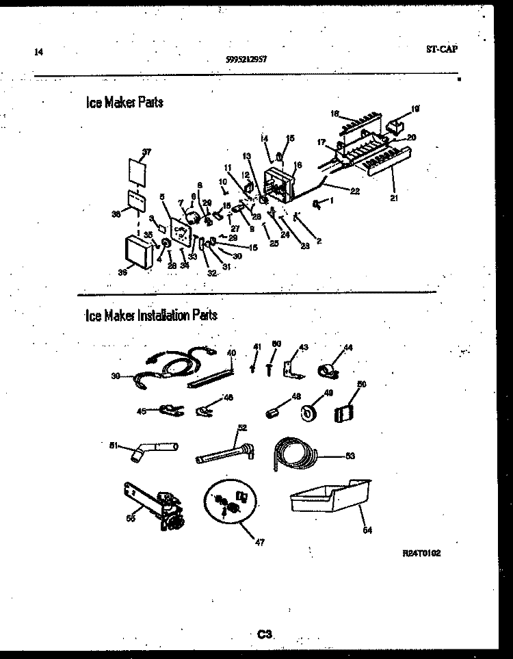 ICE MAKER AND INSTALLATION PARTS Diagram and Parts List for ATG185NCW0  Frigidaire Refrigerator