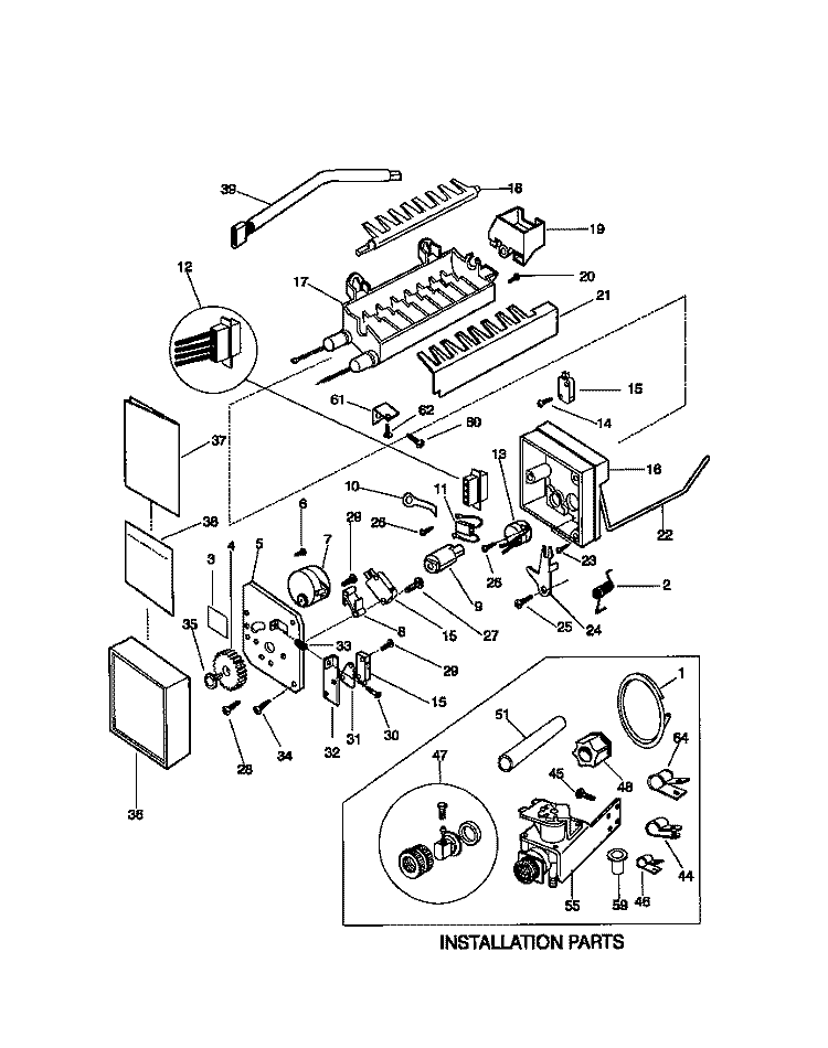 ICE MAKER Diagram and Parts List for F45WR22CD1  Frigidaire Refrigerator