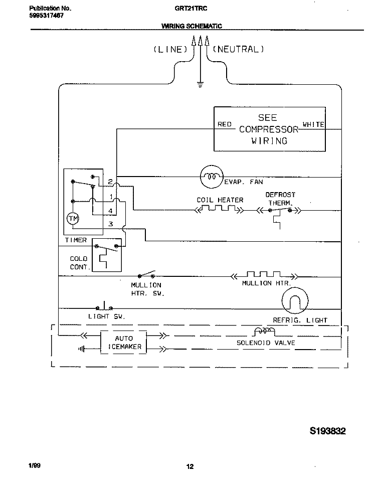 WIRING DIAGRAM Diagram and Parts List for GRT21TRCW2  Gibson Refrigerator