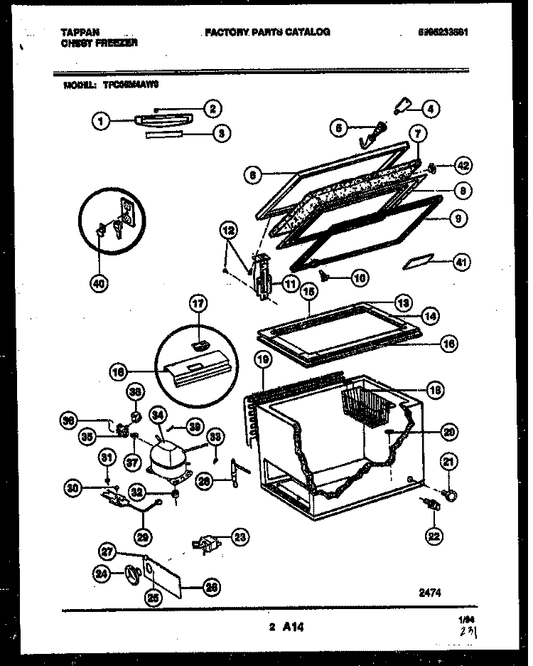 CHEST FREEZER PARTS Diagram and Parts List for TFC09M4AW0  Tappan Freezer