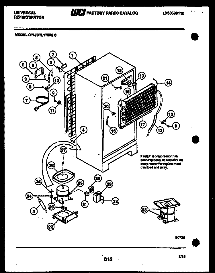 SYSTEM AND AUTOMATIC DEFROST PARTS Diagram and Parts List for GTL175HH0  Frigidaire Refrigerator