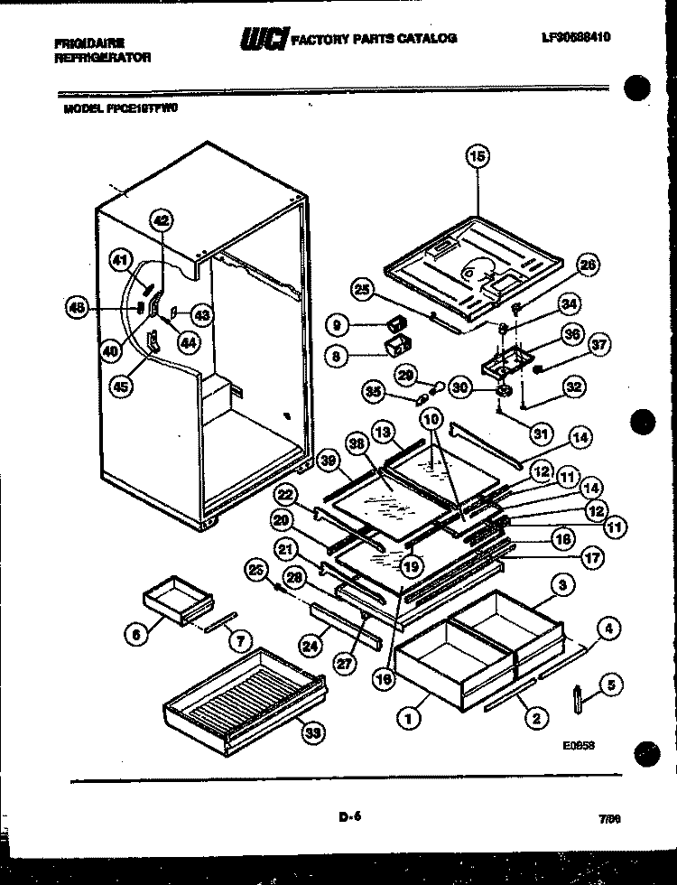 SHELVES AND SUPPORTS Diagram and Parts List for FPCE19TFH0  Frigidaire Refrigerator
