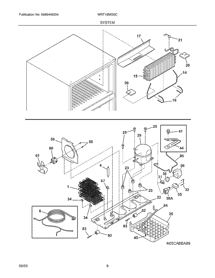 SYSTEM Diagram and Parts List for WRT15MG5CS7  Westinghouse Refrigerator