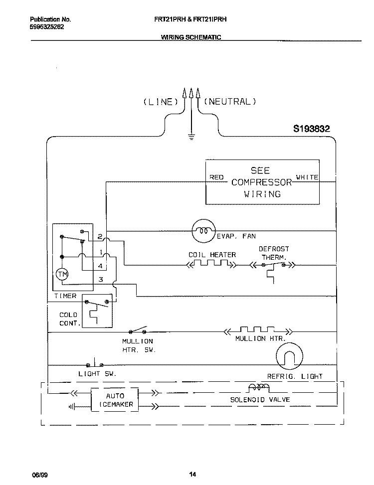 WIRING DIAGRAM Diagram and Parts List for FRT21IPRHD2  Frigidaire Refrigerator