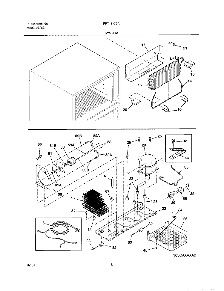SYSTEM Diagram and Parts List for FRT18IC5AQ0  Frigidaire Refrigerator