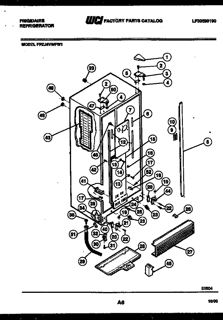 CABINET PARTS Diagram and Parts List for FPZ24VWFA1  Frigidaire Refrigerator
