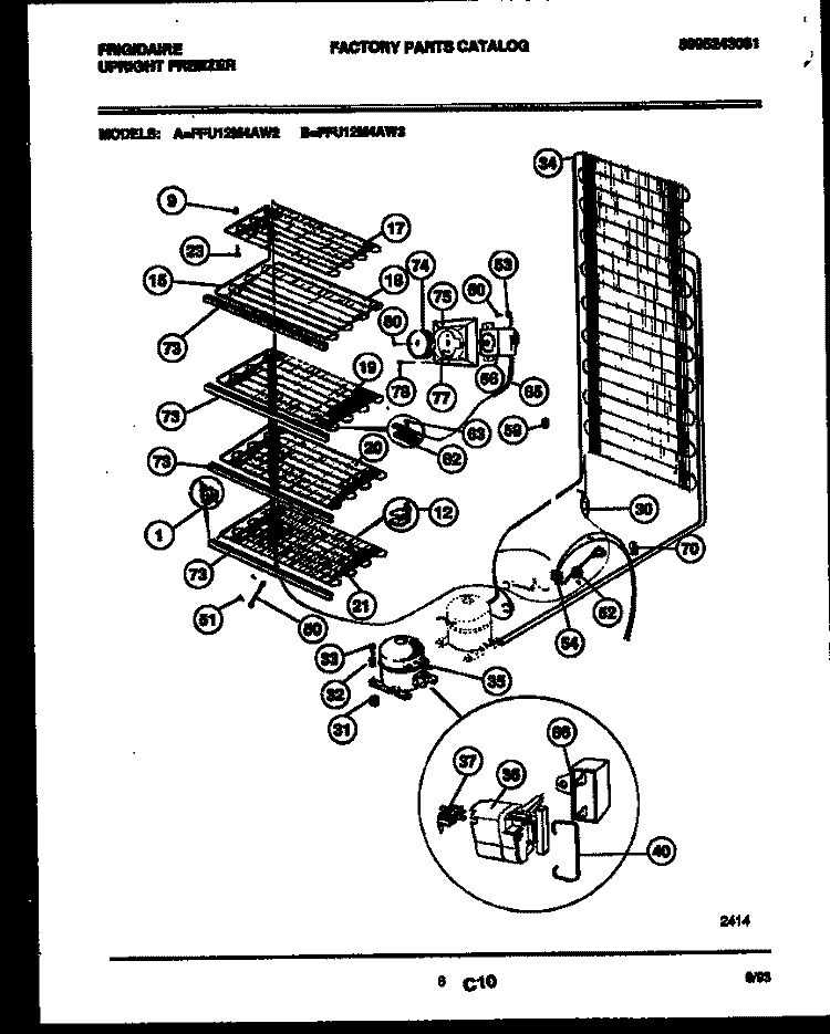 SYSTEM AND ELECTRICAL PARTS Diagram and Parts List for FFU12M4AW3  Frigidaire Freezer