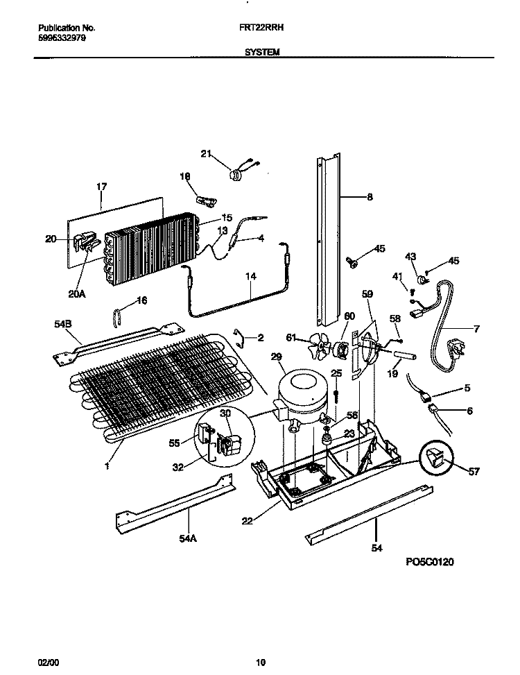 SYSTEM Diagram and Parts List for FRT22RRHB3  Frigidaire Refrigerator