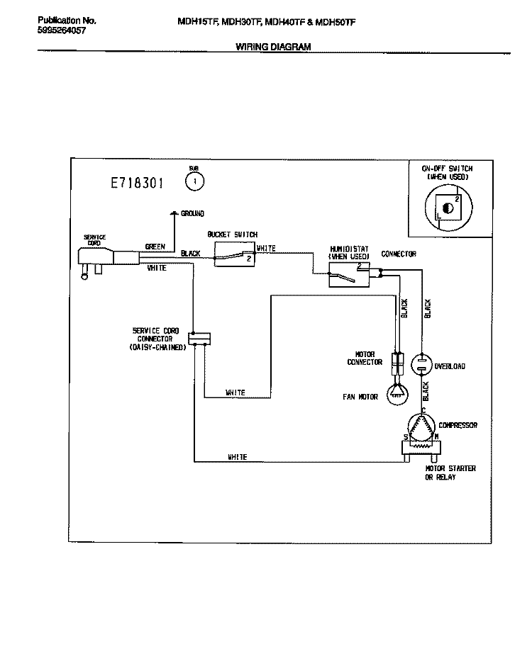WIRING DIAGRAM Diagram and Parts List for MDH15TF3  Frigidaire Dehumidifier