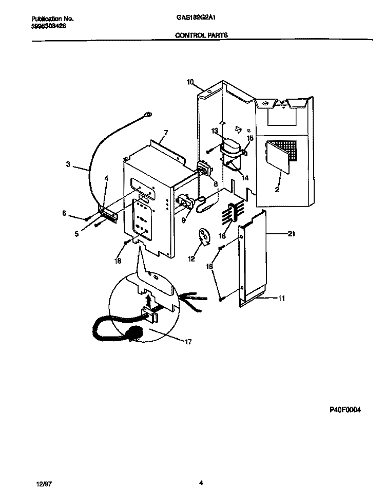 CONTROL PARTS Diagram and Parts List for GAS182G2A1  Gibson Air Conditioner
