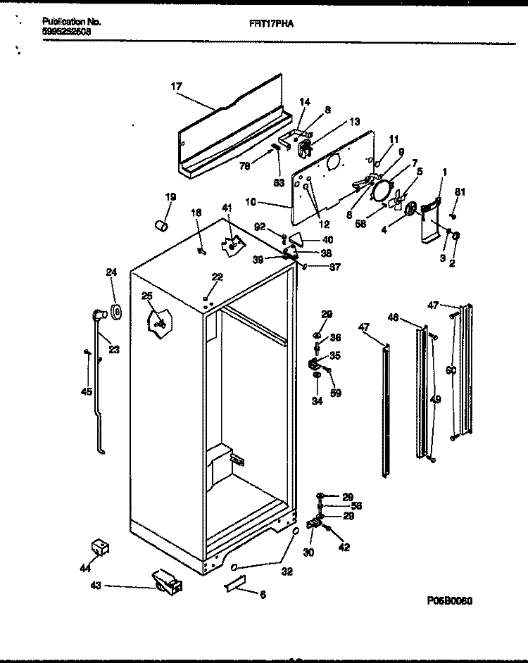 CABINET PARTS Diagram and Parts List for FRT17PHAW0  Frigidaire Refrigerator