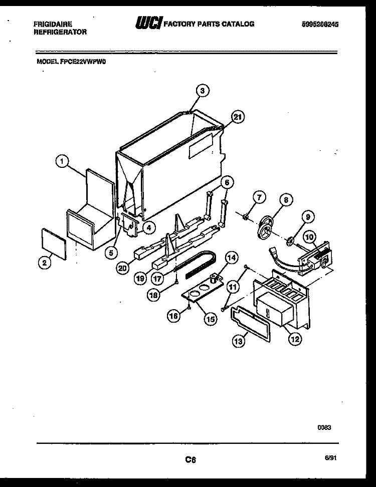 ICE DISPENSER Diagram and Parts List for FPCE22VWPL0  Frigidaire Refrigerator