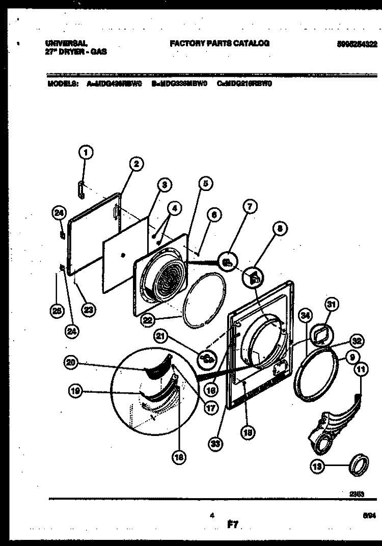 DOOR PARTS Diagram and Parts List for MDG336MBWW0  Gibson Dryer