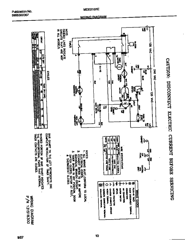 WIRING DIAGRAM Diagram and Parts List for MDE216RED1  Frigidaire Dryer