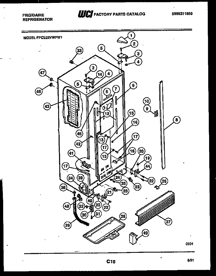 CABINET PARTS Diagram and Parts List for FPCE22VWPW1  Frigidaire Refrigerator