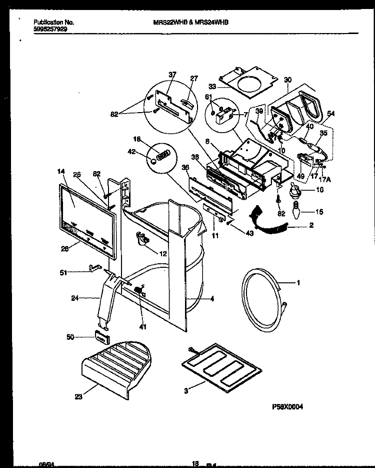 ICE DOOR, DISPENSER AND WATER TANKS Diagram and Parts List for MRS22WHBD0  Frigidaire Refrigerator