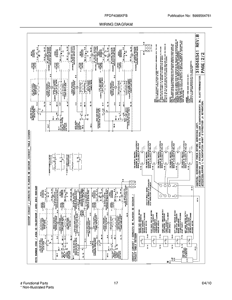 WIRING DIAGRAM Diagram and Parts List for FPDF4085KFB  Frigidaire Range