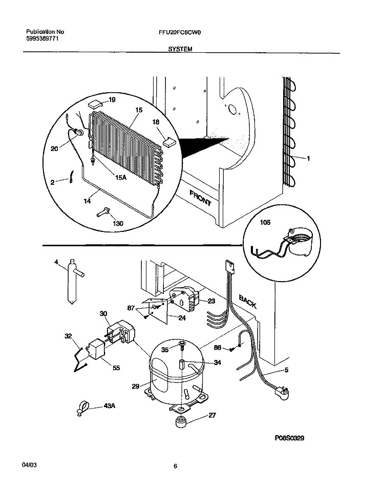 SYSTEM Diagram and Parts List for FFU20FC6CW0  Frigidaire Freezer